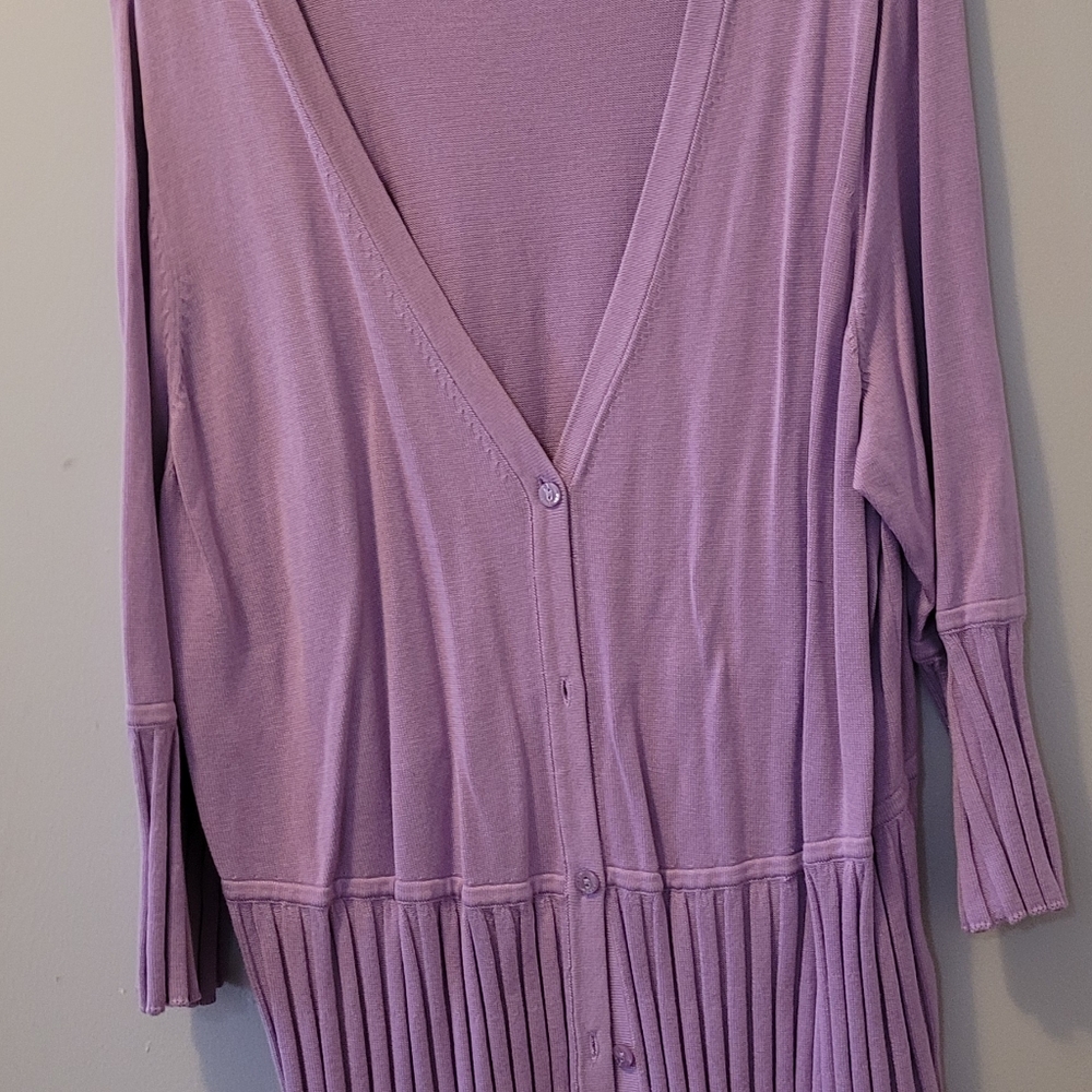 Isaac Mizrahi Live Women's 2X Lilac V-Neck Cardigan